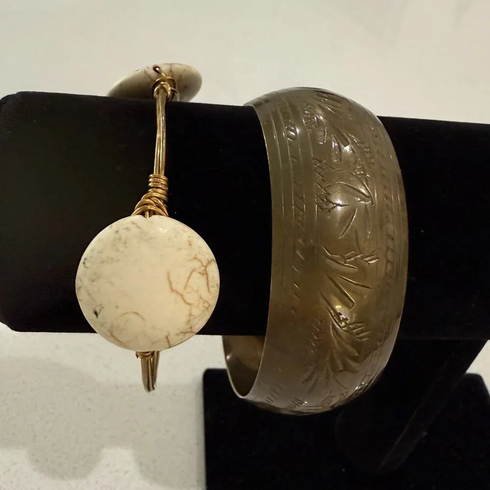 Vintage Brass Two Bangle Bracelets